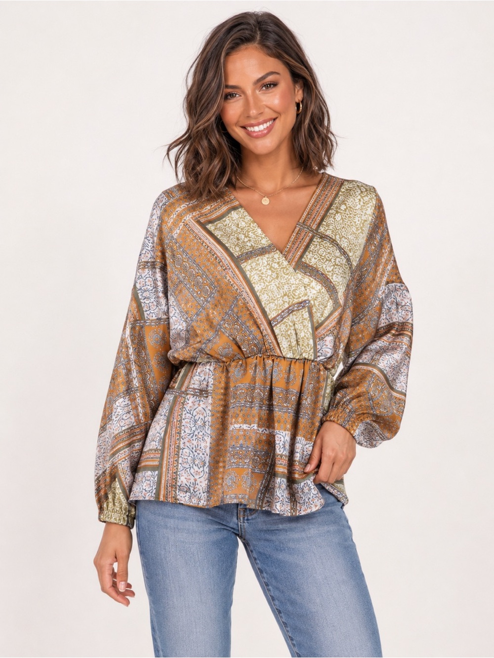 New HEYSON- Take The Risk Women's Peplum Long Kimono Sleeve Top